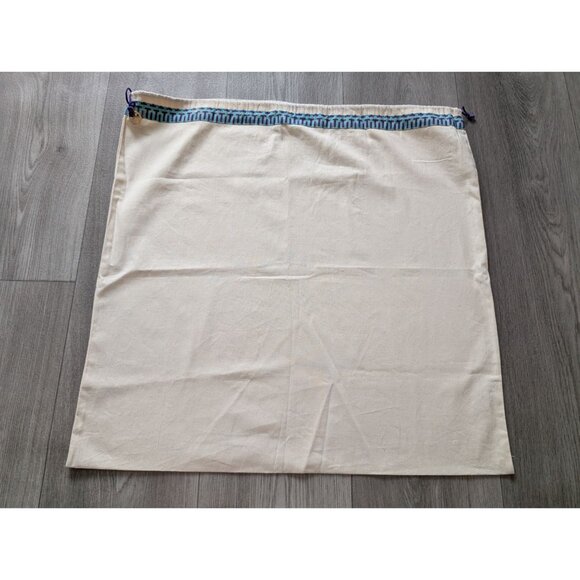 Tory Burch Cotton Dust Cover Drawstring Bag Blue Geometric Trim & Purple Cord - Picture 2 of 5